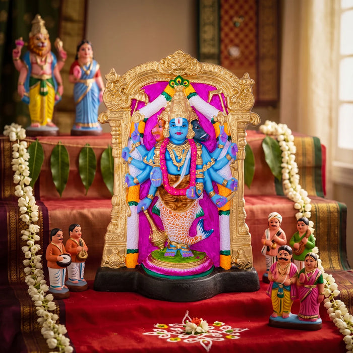 Dasavatara Perumal Paper Mache Golu Bommai - 18 x 12 Inches | Giri Golu Doll/ Navaratri Kolu Bomma/ Gombe