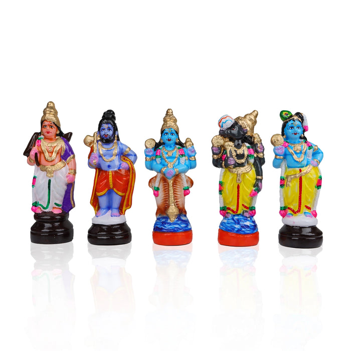 Dasavatharam Clay Golu Bommai Set - 10 x 3 Inches | Giri Golu Doll/ Navaratri Golu Bomma/Gombe/Bommai