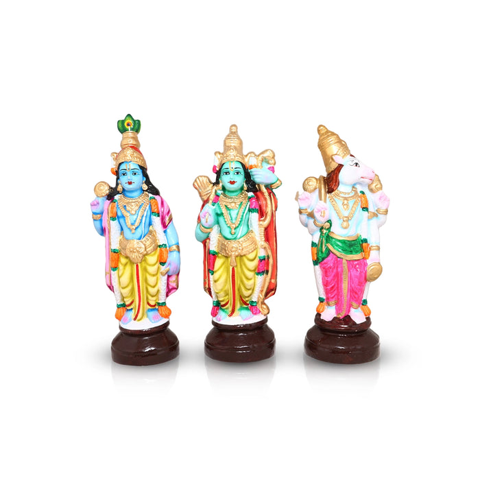 Dasavatharam Clay Golu Bommai Set - 12 x 5 Inches | Giri Golu Doll/ Navaratri Golu Bomma/Gombe/Bommai