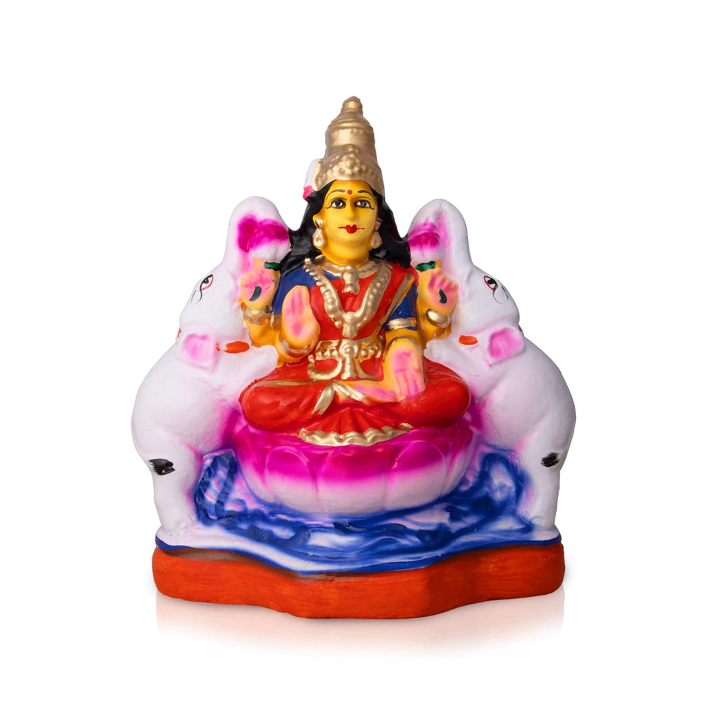 Gaja Lakshmi Clay Golu Bommai - 9 x 7.5 Inches | Giri Golu Doll/ Navaratri Golu Bomma/Gombe/Bommai