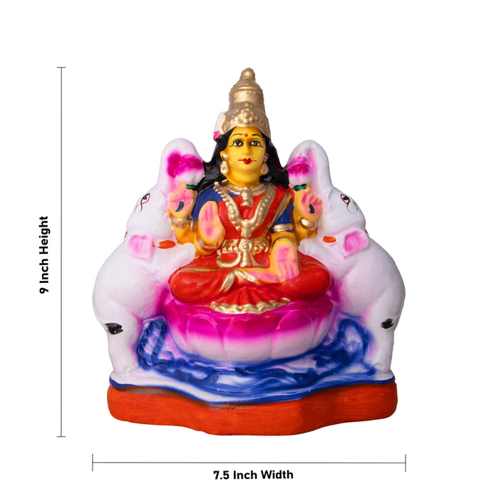 Gaja Lakshmi Clay Golu Bommai - 9 x 7.5 Inches | Giri Golu Doll/ Navaratri Golu Bomma/Gombe/Bommai