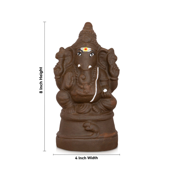 Eco Friendly Ganesha Idol - 8 x 4 Inches | Eco Friendly Ganpati Idol/ Clay Statue/ Ganesh Chaturthi Decoration