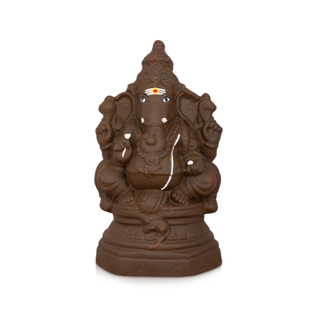 Eco Friendly Ganesha Idol - 10.5 x 6 Inches | Clay Statue/ Ganpati Idol/ Ganesh Chaturthi Decoration