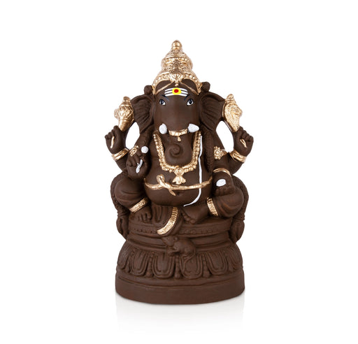 Eco Friendly Ganesha Idol - 15 x 8 Inches | Clay Ganpati Idol/ Ganesh Chaturthi Decoration - Eco Friendly Ganesha