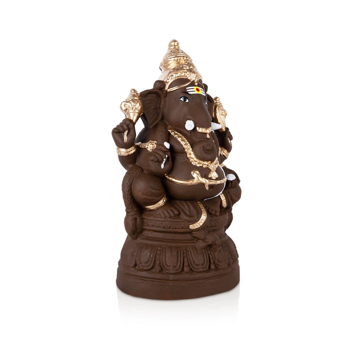 Eco Friendly Ganesha Idol - 15 x 8 Inches | Clay Ganpati Idol/ Ganesh Chaturthi Decoration - Eco Friendly Ganesha