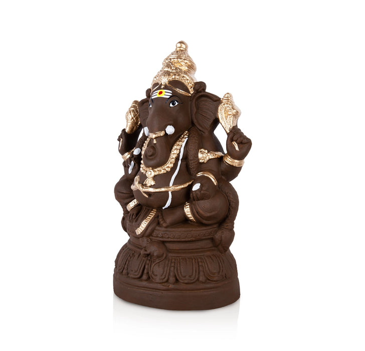 Eco Friendly Ganesha Idol - 15 x 8 Inches | Clay Ganpati Idol/ Ganesh Chaturthi Decoration - Eco Friendly Ganesha