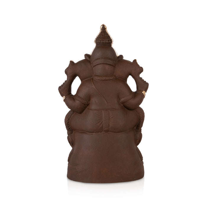 Eco Friendly Ganesha Idol - 15 x 8 Inches | Clay Ganpati Idol/ Ganesh Chaturthi Decoration - Eco Friendly Ganesha