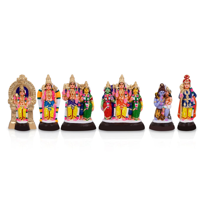 Arupadai Veedu Murugan Paper Mache Golu Bommai Set - 10 x 8.5 Inches | Giri Golu Doll/ Gombe/ Navaratri Bommai