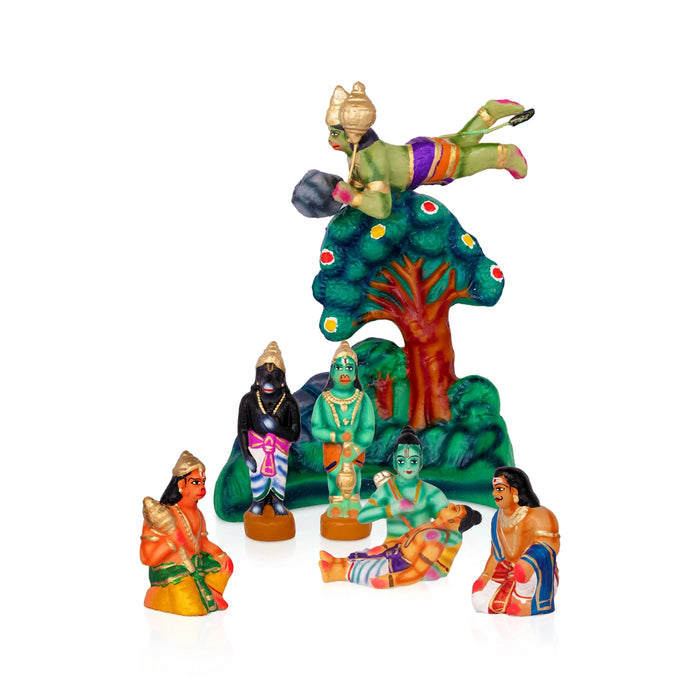 Sanjeevi Malai Clay Golu Bommai Set - 10 x 8 Inches | Giri Golu Doll/ Navaratri Golu Bomma/ Gombe/ Bommai