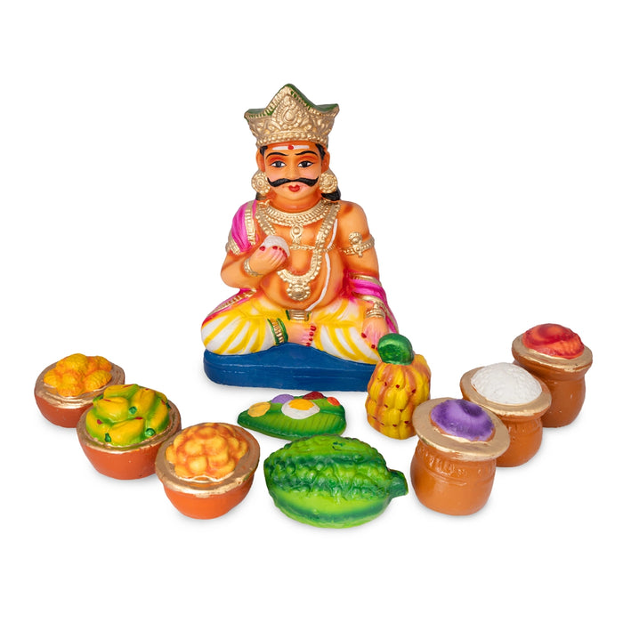 Maya Bazar Clay Golu Bommai Set - 12 x 8.5 Inches | Giri Golu Doll/ Navaratri Kolu Bommalu/ Bommai/ Dasara Doll