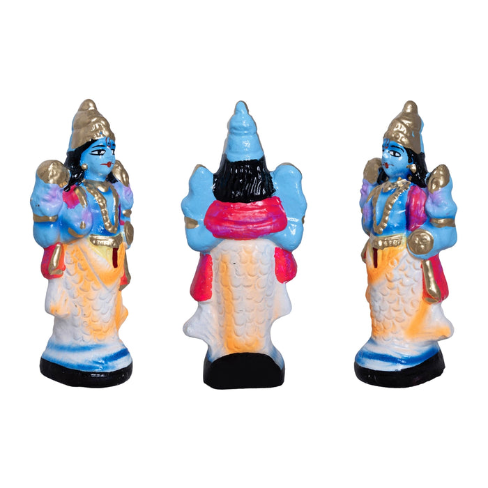 Dasavataram Clay Golu Bommai Set -6.75 x 2.5 Inches | Golu Doll/ Navaratri Golu Bomma/ Gombe/ Bommai - Clay Kolu Bommai
