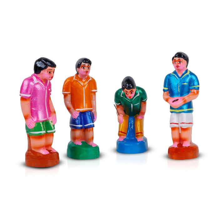 Gilli Game Clay Golu Bommai Set - 6.5 x 2.5 Inches | 4 Pcs/ Giri Golu Doll/ Navaratri Golu Bomma/Gombe/Bommai