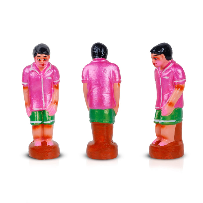Gilli Game Clay Golu Bommai Set - 6.5 x 2.5 Inches | 4 Pcs/ Giri Golu Doll/ Navaratri Golu Bomma/Gombe/Bommai