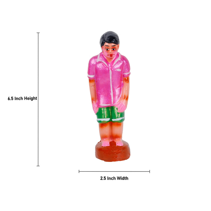 Gilli Game Clay Golu Bommai Set - 6.5 x 2.5 Inches | 4 Pcs/ Giri Golu Doll/ Navaratri Golu Bomma/Gombe/Bommai