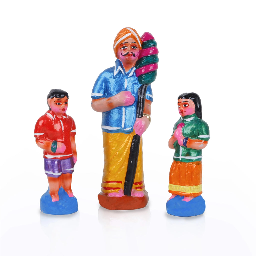 Panchumittai Clay Golu Bommai Set - 7.5 x 3 Inches | Giri Golu Doll/ Navaratri Golu Bomma/Gombe/Bommai