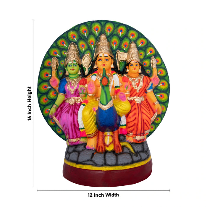 Mayil Murugan Paper Mache Golu Bommai - 16 x 12 Inches | Giri Golu Doll/ Navaratri Golu Bomma/Gombe/Bommai - Paper Mache Kolu Bommai