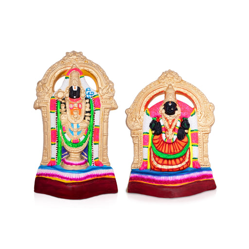 Perumal Thayar Paper Mache Golu Bommai Pair - 15 x 8 Inches | Giri Golu Doll/ Navaratri Golu Bomma/Gombe/Bommai - Paper Mache Kolu Bommai