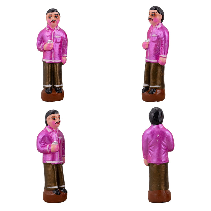 Tea Shop Clay Golu Bommai Set - 7 x 3 Inches | Giri Golu Doll/ Navaratri Golu Bomma/Gombe/Bommai - Clay Kolu Bommai