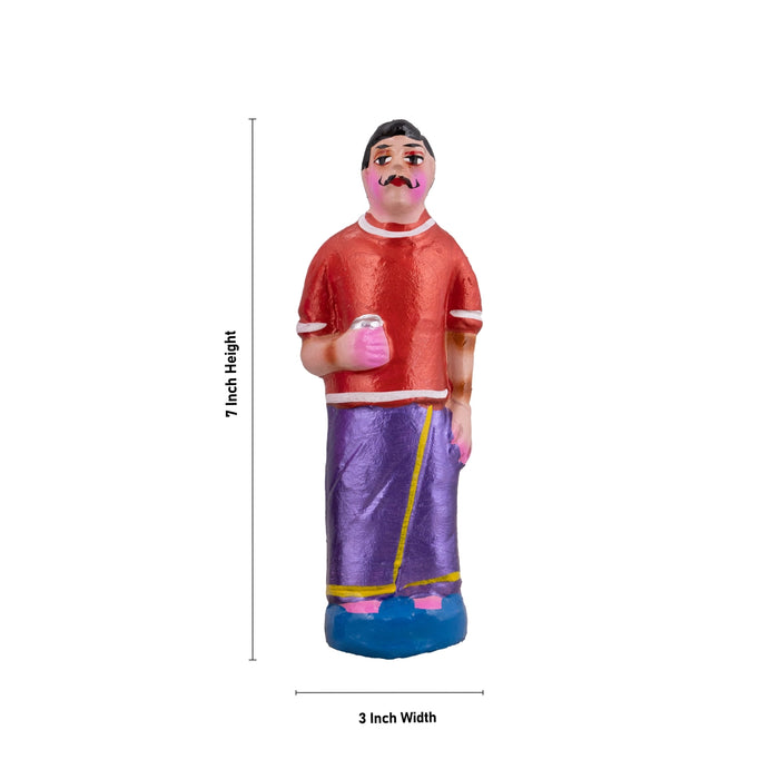 Tea Shop Clay Golu Bommai Set - 7 x 3 Inches | Giri Golu Doll/ Navaratri Golu Bomma/Gombe/Bommai - Clay Kolu Bommai