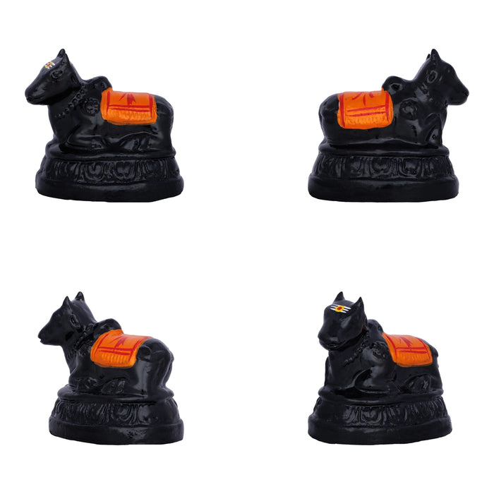 Shiv Ling Murti With Nandi Clay Golu Bommai Pair - 4 x 4.5 Inches | Giri Golu Doll/ Navaratri Golu Bomma/Gombe - Clay Kolu Bommai