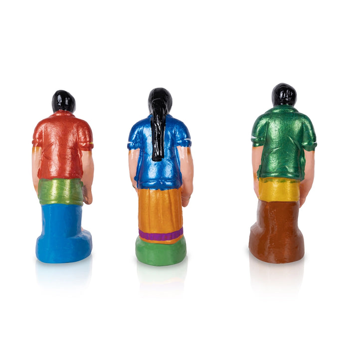 Tyre Game Clay Golu Bommai Set - 7 x 2.5 Inches | Giri Golu Doll/ Navaratri Golu Bomma/ Gombe/ Bommai - Clay Kolu Bommai
