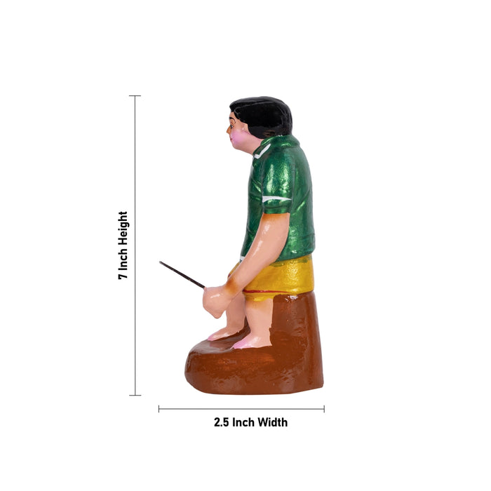 Tyre Game Clay Golu Bommai Set - 7 x 2.5 Inches | Giri Golu Doll/ Navaratri Golu Bomma/ Gombe/ Bommai - Clay Kolu Bommai