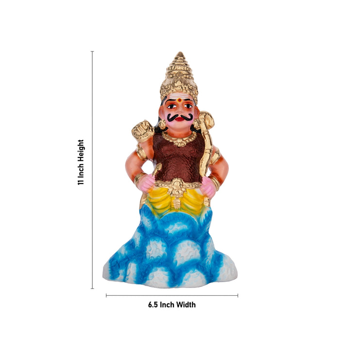 Indrajit Murti Vadham Clay Golu Bommai Pair - 11 x 6.5 | Inches | Giri Golu Doll/ Navaratri Golu Bomma/Gombe - Clay Kolu Bommai