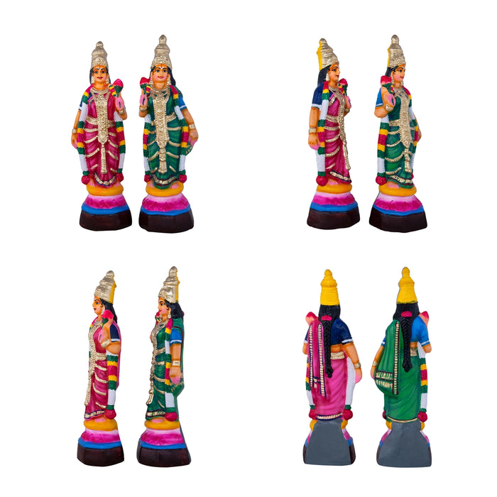 Perumal Sridevi Bhudevi Paper Mache Golu Bommai Set - 18 x 8 Inches | Giri Golu Doll/ Navaratri Golu Bomma