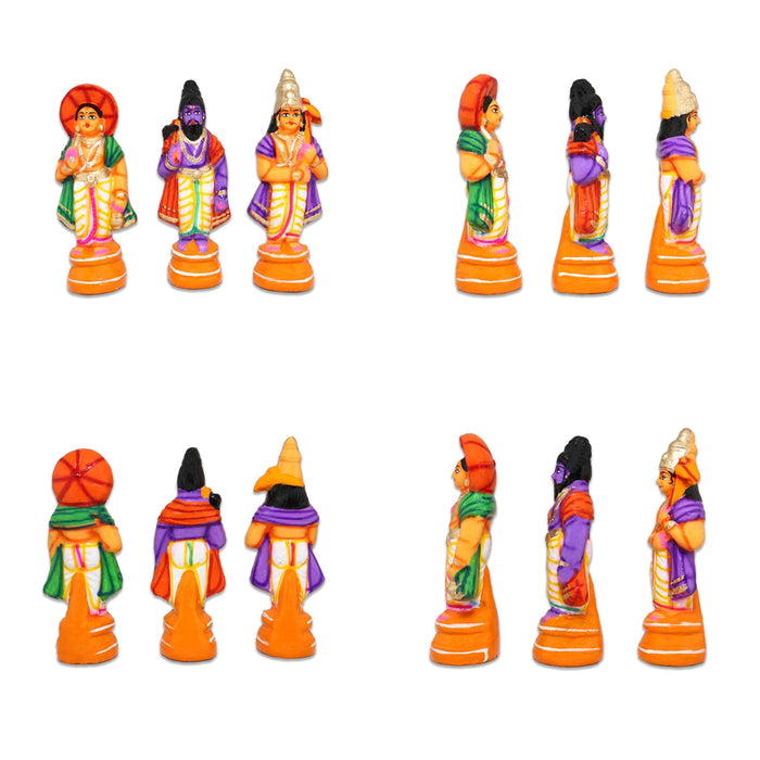 Dasavatharam Clay Golu Bommai Set - 9 x 3.5 Inches | Giri Golu Doll/ Navaratri Golu Bomma/ Gombe/ Bommai - Clay Kolu Bommai