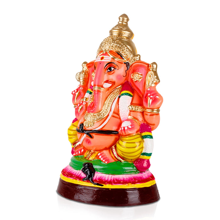 Ganesh Murti Paper Mache Golu Bommai - 15 x 10 Inches | Ganpati Murti/ Vinayaka Statue/ Ganesh Chaturthi Decor - Paper Mache Kolu Bommai