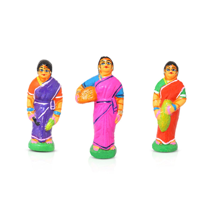 Agriculture Clay Golu Bommai Set - 7 x 7 Inches | Giri Golu Doll/ Navaratri Golu Bomma/ Gombe/ Bommai - Clay Kolu Bommai