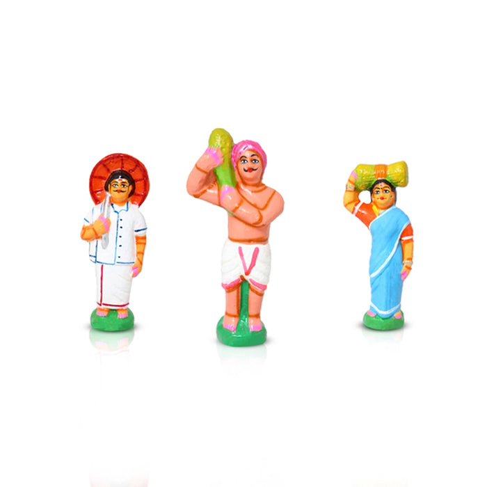 Agriculture Clay Golu Bommai Set - 7 x 7 Inches | Giri Golu Doll/ Navaratri Golu Bomma/ Gombe/ Bommai - Clay Kolu Bommai
