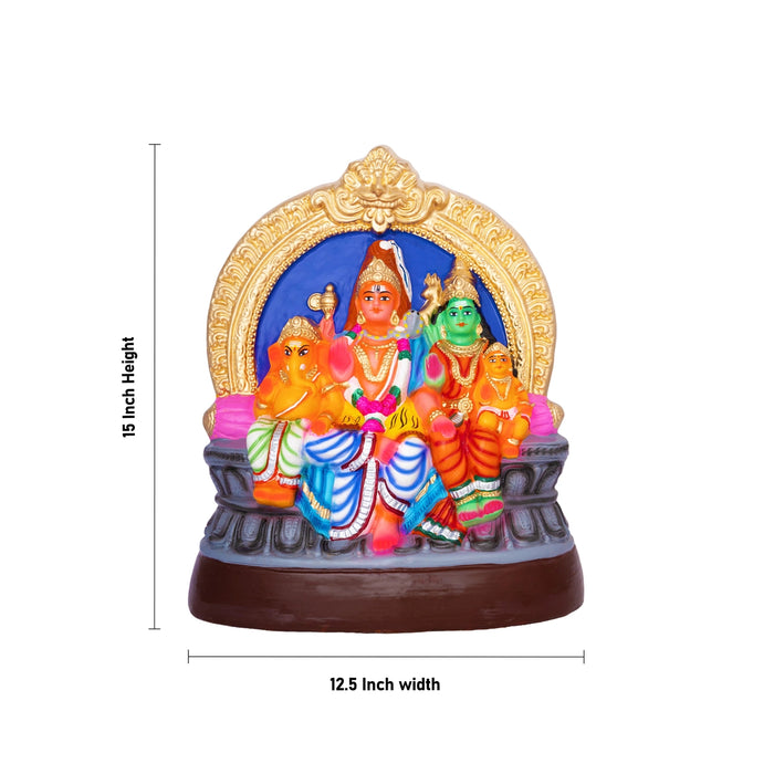 Shivan Family Paper Mache Golu Bommai - 15 x 12.5 Inches | Giri Golu Doll/ Navaratri Golu Bomma/ Dasara Doll
