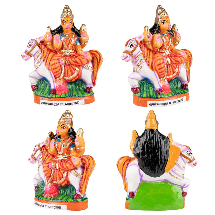 Ashta Varahi Amman Clay Golu Bommai Set - 10 x 4.5 Inches | Giri Golu Doll/ Navaratri Golu Bomma/Gombe/Bommai