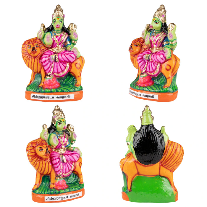 Ashta Varahi Amman Clay Golu Bommai Set - 10 x 4.5 Inches | Giri Golu Doll/ Navaratri Golu Bomma/Gombe/Bommai