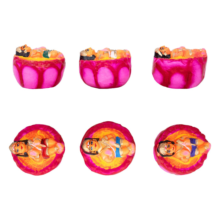 Karthigai Pengal Clay Golu Bommai Set - 9 x 6 Inches | Giri Golu Doll/ Navaratri Golu Bomma/ Gombe/ Bommai - Clay Kolu Bommai