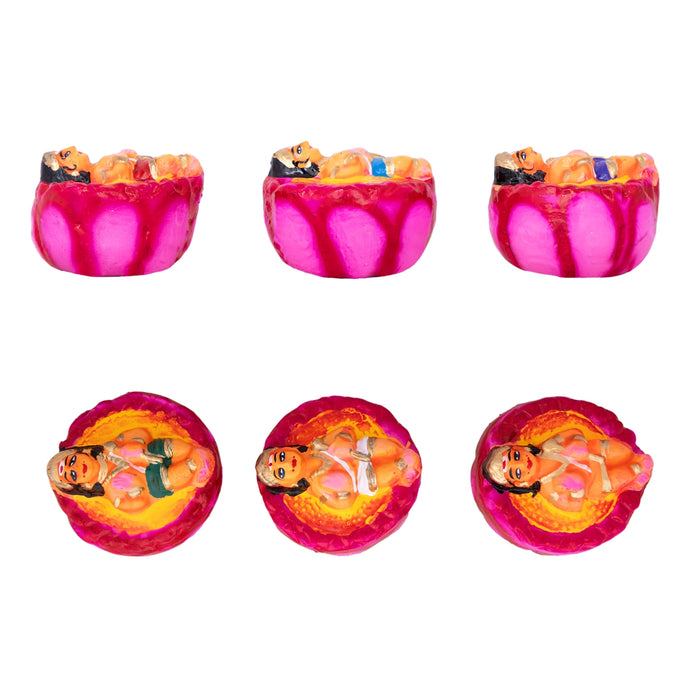 Karthigai Pengal Clay Golu Bommai Set - 9 x 6 Inches | Giri Golu Doll/ Navaratri Golu Bomma/ Gombe/ Bommai - Clay Kolu Bommai