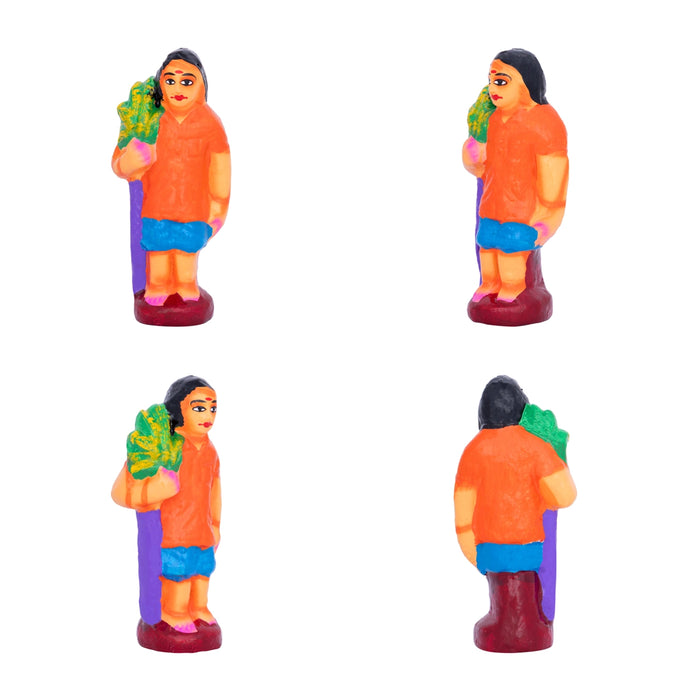 Pongal Clay Golu Bommai Set - 7 x 8.5 Inches | 8 Pcs/ Giri Golu Doll/ Navratri Kolu Bommai/ Bomma/ Dasara Doll
