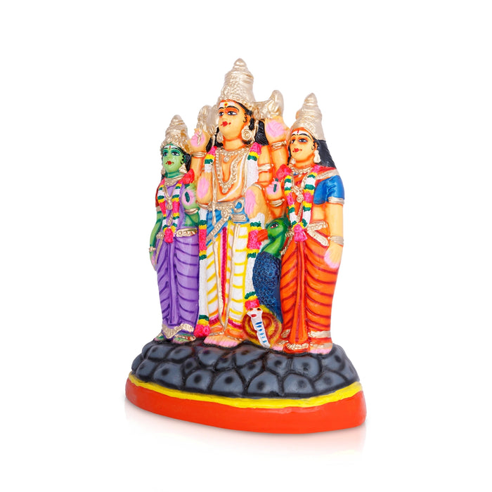 Murugan Valli Deivanai Statue Paper Mache Golu Bommai - 16 x 10 Inches | Giri Golu Doll/ Navaratri Golu Bomma - Paper Mache Kolu Bommai