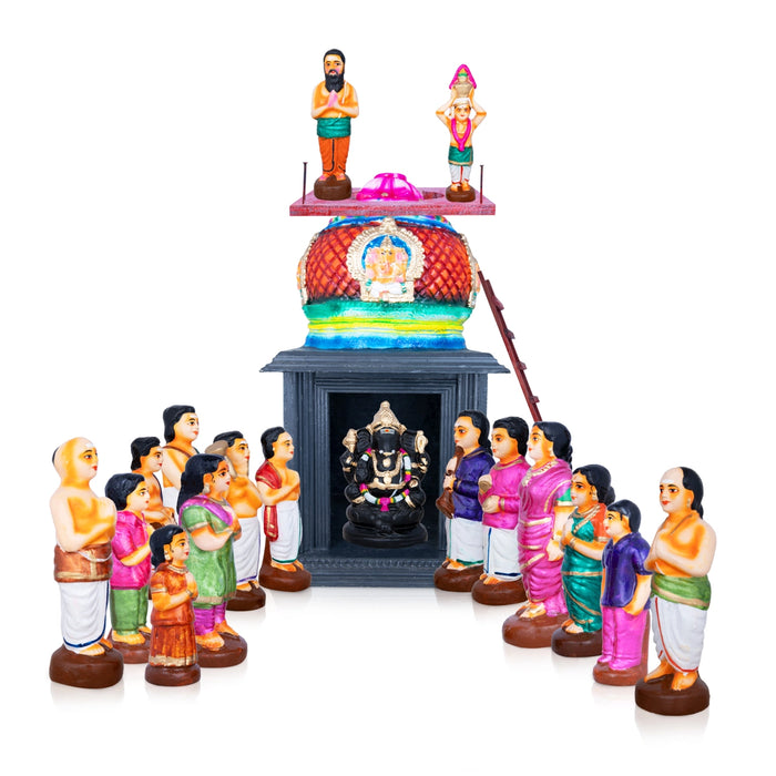 Vinayagar Kumbabishekam Paper Mache Golu Bommai Set - 24 x 12 Inches | Giri Golu Doll/ Navaratri Golu Bomma