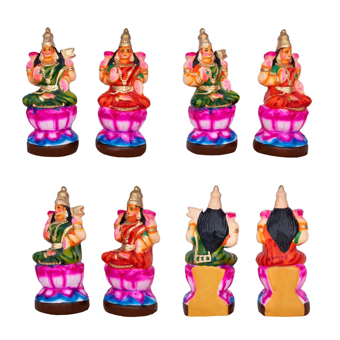 Ashta Lakshmi Clay Golu Bommai Set - 10 x 3.5 Inches | Giri Golu Doll/ Navaratri Golu Bomma/Gombe/Bommai - Clay Kolu Bommai