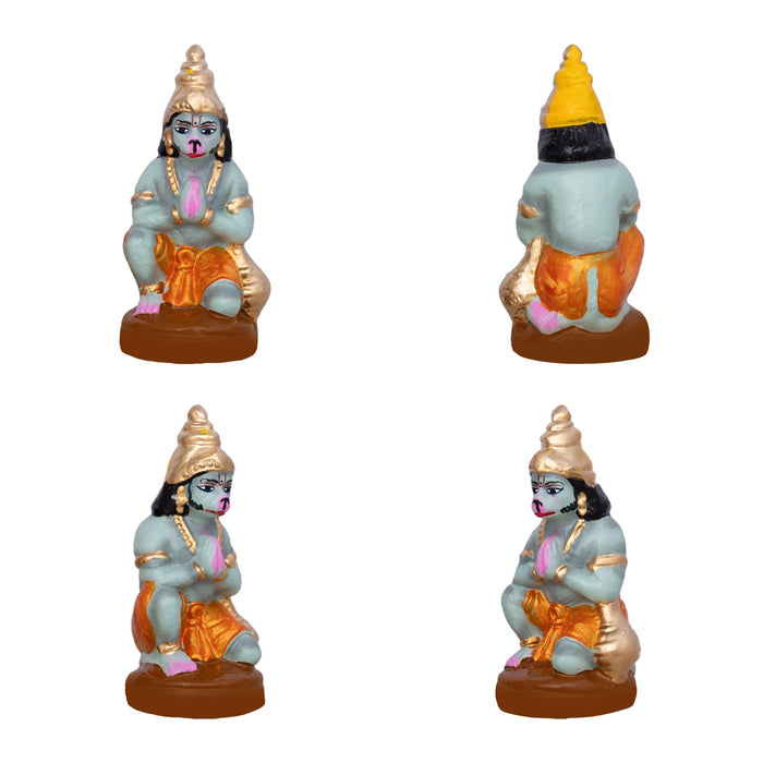 Ramar Statue Clay Golu Bommai Set - 7.5 x 3 Inches | 4 Pcs/ Giri Golu Doll/ Navaratri Golu Bomma/Gombe/Bommai