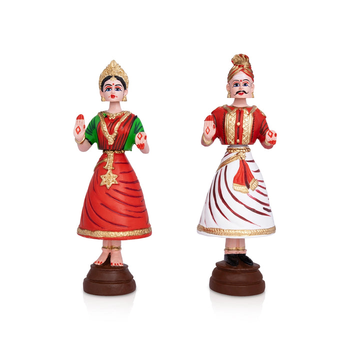 Dancing Doll Fiber Golu Bommai Pair - 9.5 x 3 Inches | Giri Golu Doll/ Navaratri Kolu Bommai/ Bomma/ Gombe