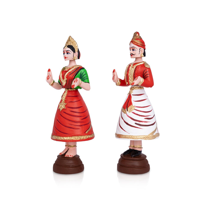 Dancing Doll Fiber Golu Bommai Pair - 9.5 x 3 Inches | Giri Golu Doll/ Navaratri Kolu Bommai/ Bomma/ Gombe