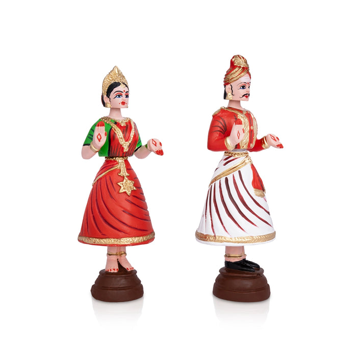 Dancing Doll Fiber Golu Bommai Pair - 9.5 x 3 Inches | Giri Golu Doll/ Navaratri Kolu Bommai/ Bomma/ Gombe