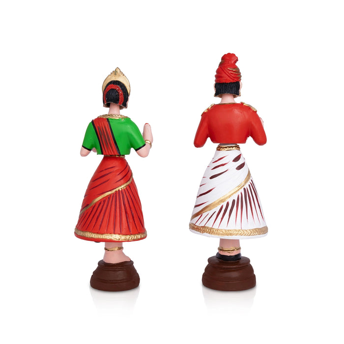 Dancing Doll Fiber Golu Bommai Pair - 9.5 x 3 Inches | Giri Golu Doll/ Navaratri Kolu Bommai/ Bomma/ Gombe
