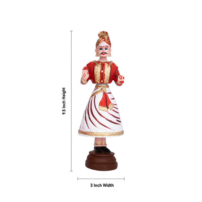 Dancing Doll Fiber Golu Bommai Pair - 9.5 x 3 Inches | Giri Golu Doll/ Navaratri Kolu Bommai/ Bomma/ Gombe