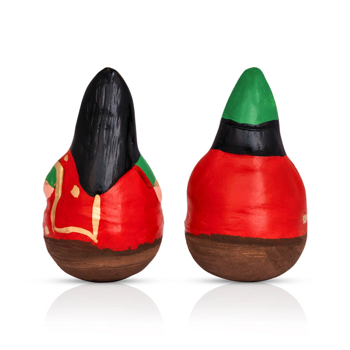 Roly Poly Balancing Doll Clay Golu Bommai Pair - 8 x 5 Inches | Giri Golu Doll/ Navaratri Kolu Bomma/ Dasara Doll