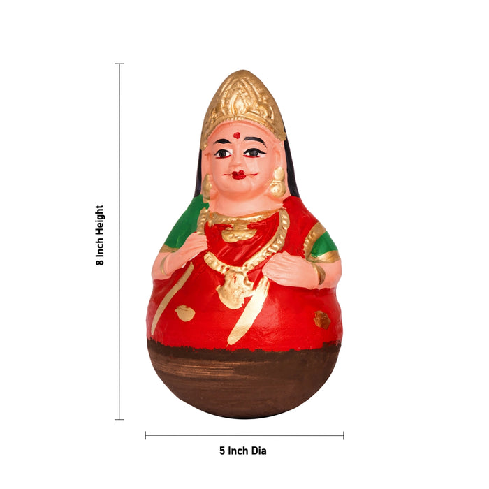 Roly Poly Balancing Doll Clay Golu Bommai Pair - 8 x 5 Inches | Giri Golu Doll/ Navaratri Kolu Bomma/ Dasara Doll