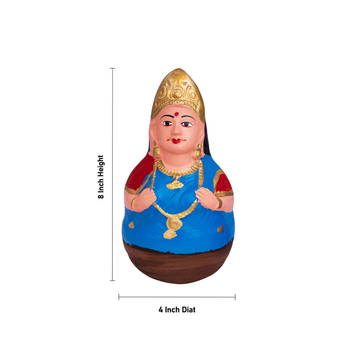 Roly Poly Balancing Doll Clay Golu Bommai Pair - 8 x 4 Inches | Giri Golu Doll/ Navaratri Kolu Bommai/ Gombe